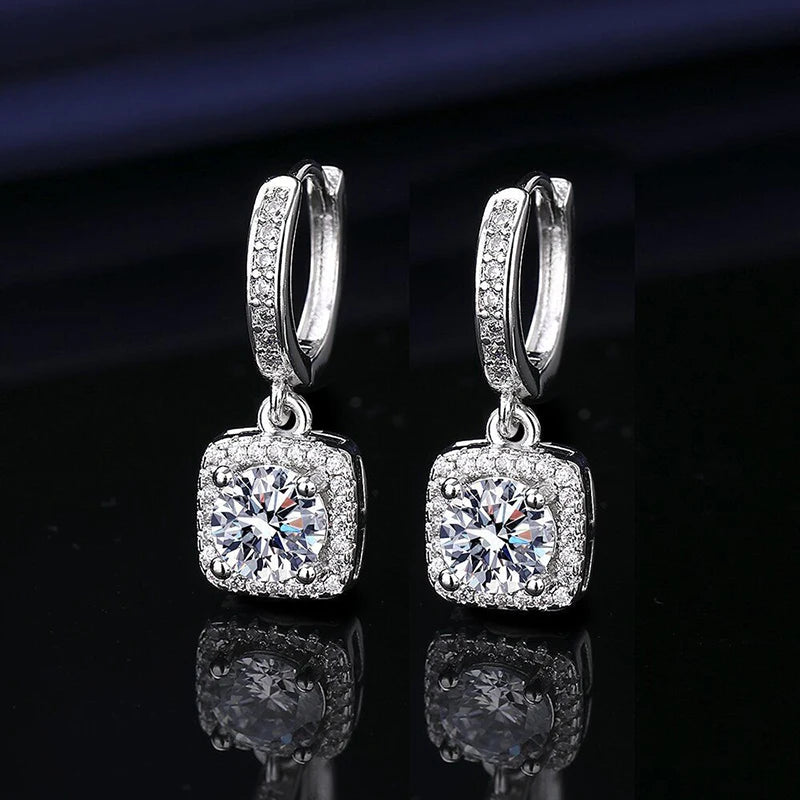 Elegant Moissanite Square Drop Earrings