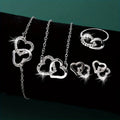 Vintage Rhinestone Jewelry Set - 5Pcs Alloy Necklace Earrings Bracelet Ring Classic Daily Wear