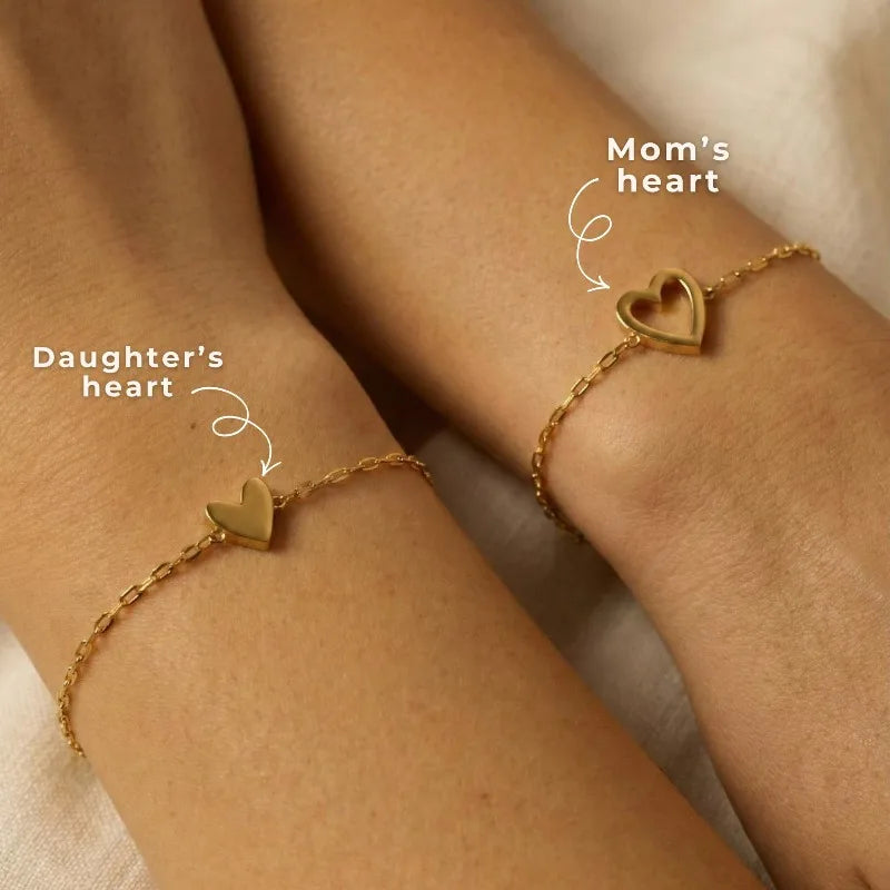 18k gold-plated heart bracelet,Two heart One bond,suitable mother and daughter,lovers,sisters love bracelet,commemorative gifts