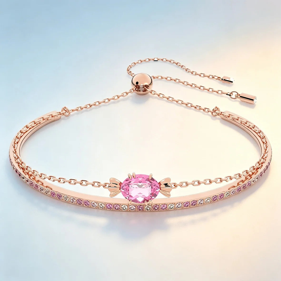 Trendy Dainty Flower Disc Moon Zircon Bracelet, Multi‑Color Adjustable Slider Stackable Wrist Bracelet Fashion Jewellery