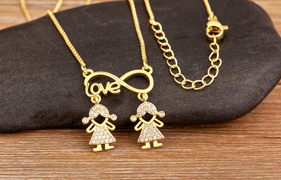 Nidin New Trendy  Love Letter Charm Zircon Pendant Necklaces For Women Fashion Versatile Fine Jewelry Mother's Day Gifts