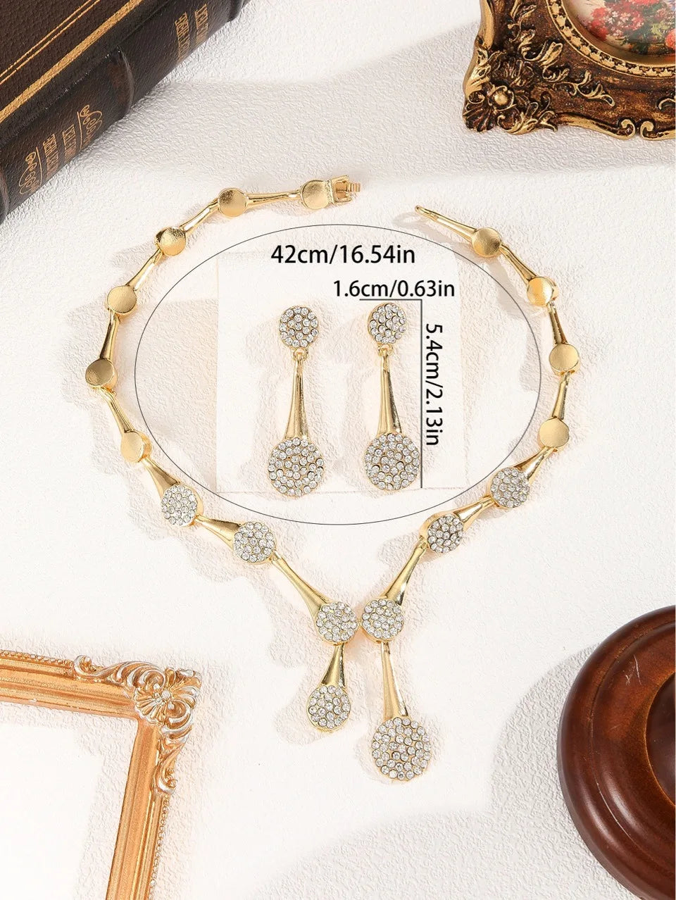 Necklace Earrings Exquisite Set Golden Quiet Elegant Bridal Banquet Jewelry Gifts For Women