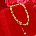 24k Plated Frosted Gold Solid Ball Bead Bracelet Women Jewelry Gift