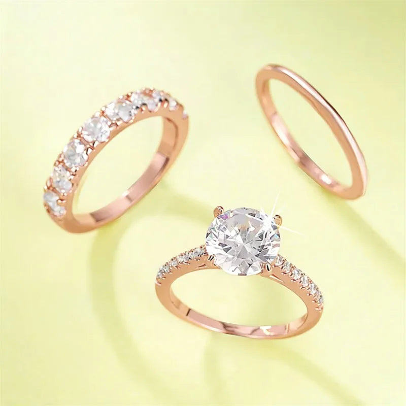 Sparkling Solitaire Engagement Ring with Matching Band
