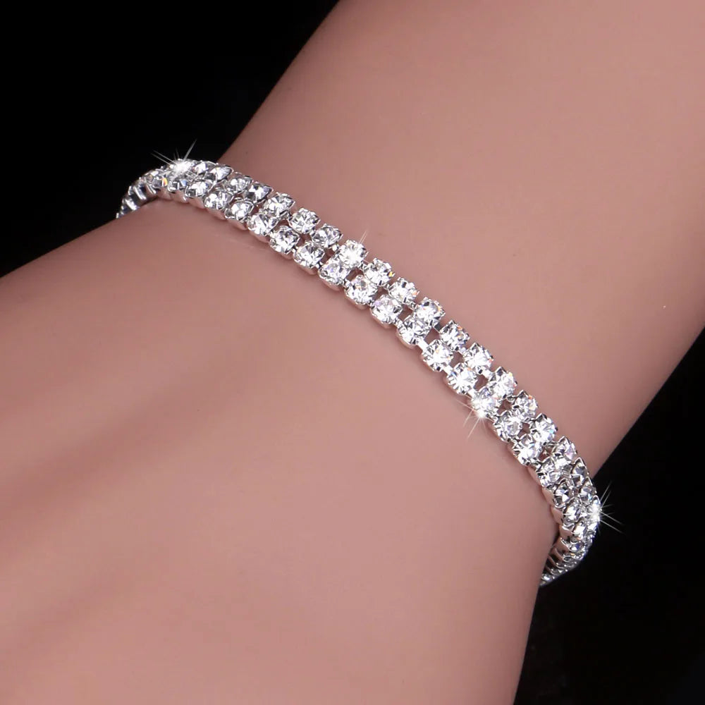 BLIJERY Fashion Crystal Bridal Bracelets For Women Silver Color Rhinestone Bracelets & Bangles Bridesmaid Wedding Jewelry Gifts