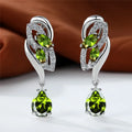 Luxury Female Blue Rainbow Stone Earring Silver Color Clip Earrings For Women Charm Crystal Zircon Wedding Jewelry