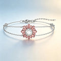 Trendy Dainty Flower Disc Moon Zircon Bracelet, Multi‑Color Adjustable Slider Stackable Wrist Bracelet Fashion Jewellery