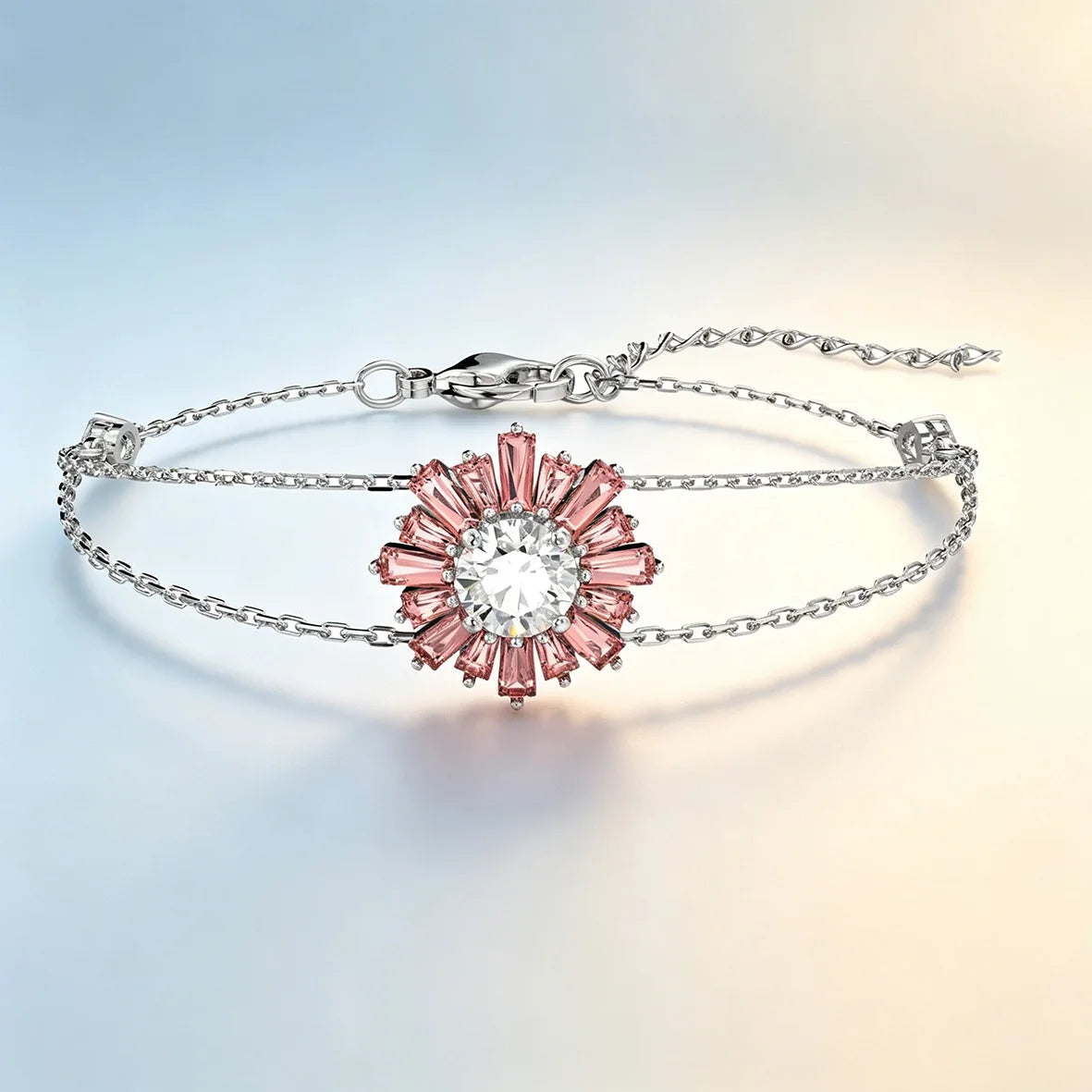 Trendy Dainty Flower Disc Moon Zircon Bracelet, Multi‑Color Adjustable Slider Stackable Wrist Bracelet Fashion Jewellery