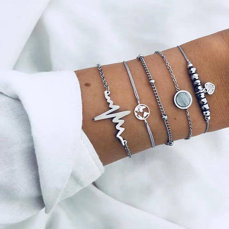Gold Color Snake Chain Bracelet Set For Women Minimalist Twisted Rope Bangle Girl Fashion Party Jewelry Accessories