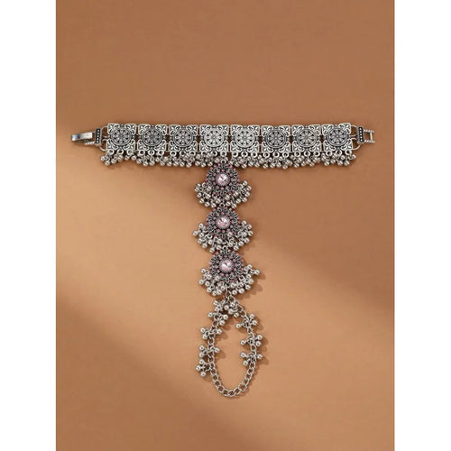 1pc High-End Carved Vintage Bohemian Style Finger Connected Hand Chain Bracelet Women's Hand Back Chain