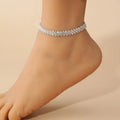 Beautiful Dazzling Cubic Zirconia Chain Anklet for Women Fashion Silver Color Ankle Bracelet Barefoot Sandals Foot Jewelry