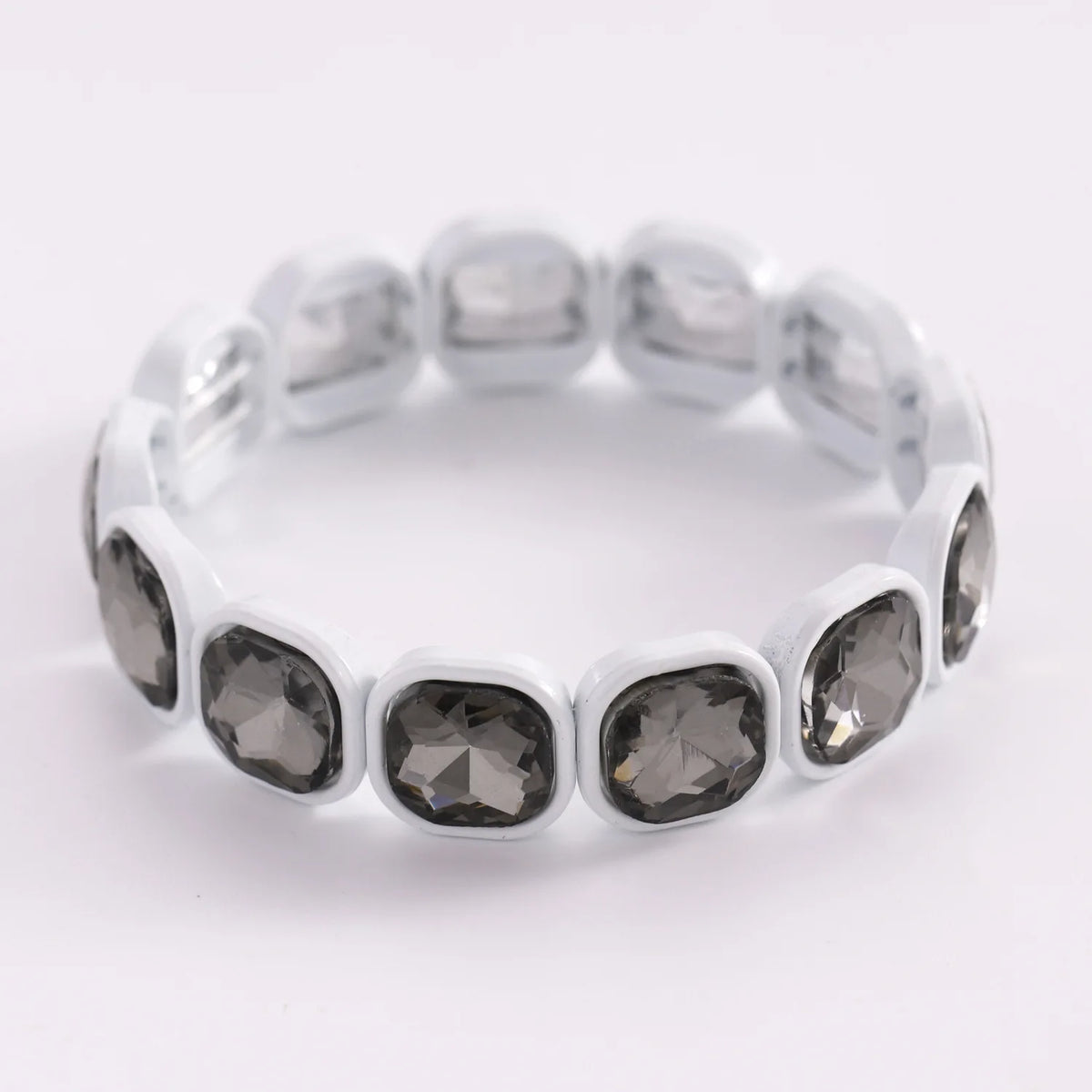 Geometric Square Acrylic Imitation Rhinestone Beaded Bracelets for Women Men Causal Fashion Elastic Bracelet Jewelry Accessories