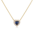 HECHENG Luxury Colored Crystal Heart Pendant Ocean Heart Necklace Brass Golden Plated Material Women's Wedding Necklace