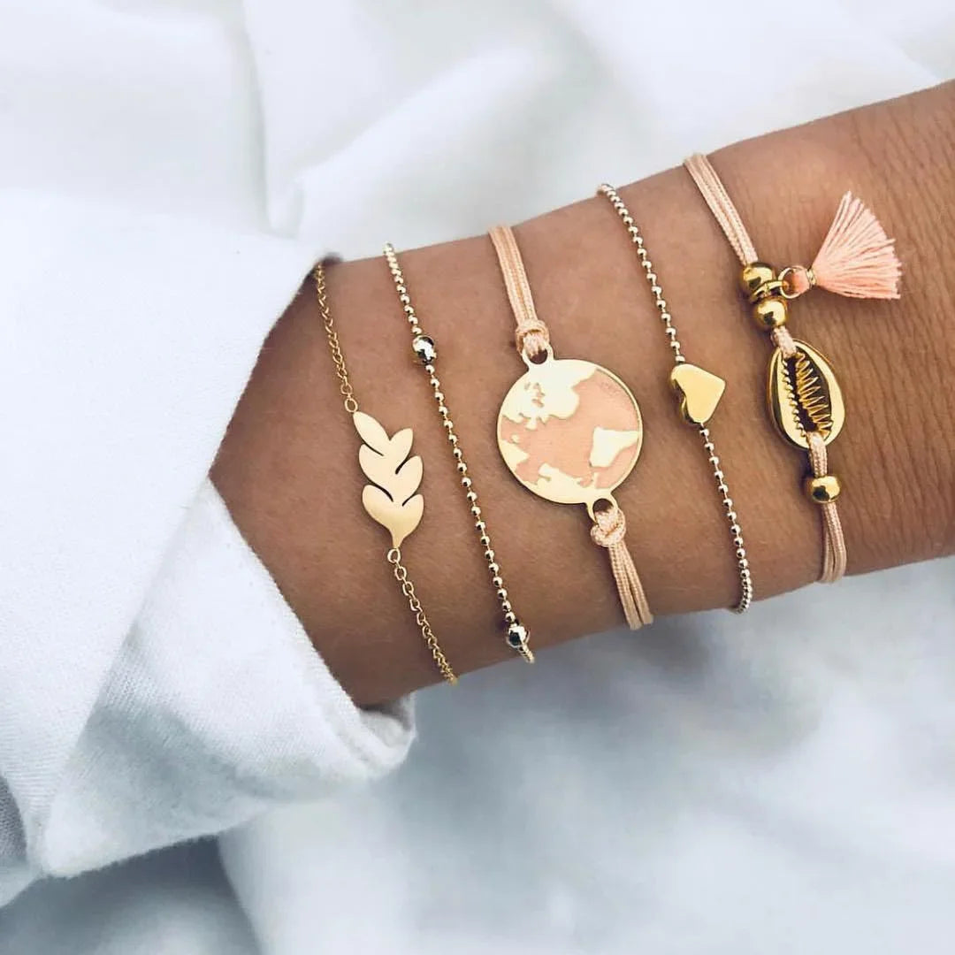 Gold Color Snake Chain Bracelet Set For Women Minimalist Twisted Rope Bangle Girl Fashion Party Jewelry Accessories
