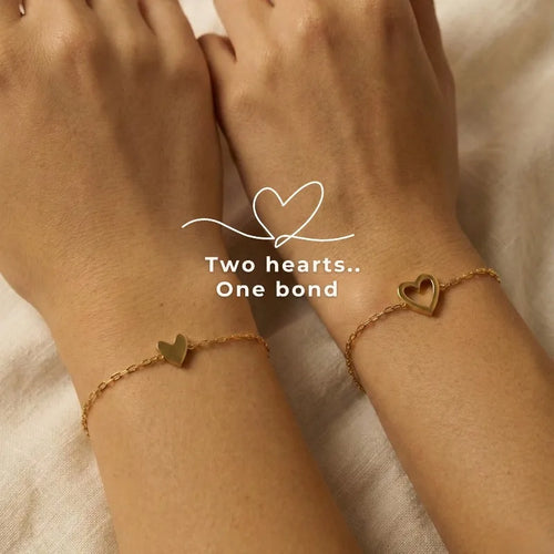 18k gold-plated heart bracelet,Two heart One bond,suitable mother and daughter,lovers,sisters love bracelet,commemorative gifts