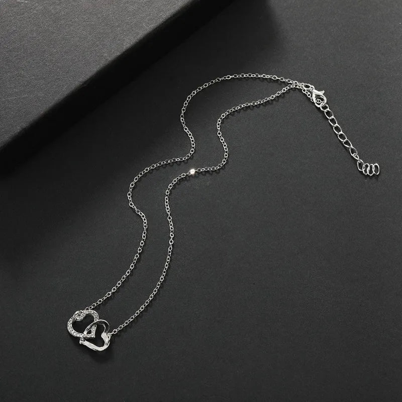 Vintage Rhinestone Jewelry Set - 5Pcs Alloy Necklace Earrings Bracelet Ring Classic Daily Wear
