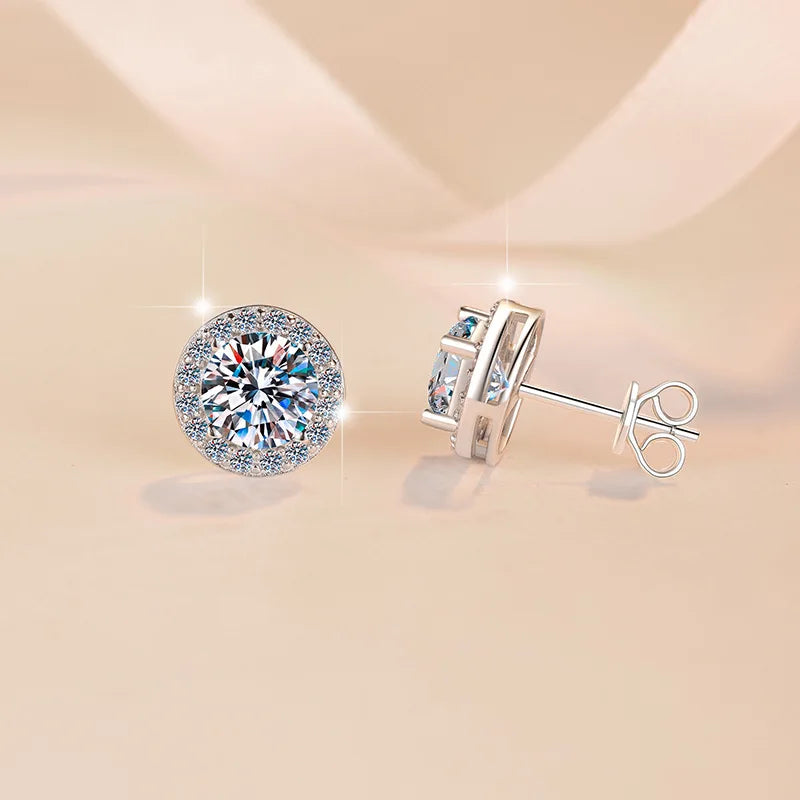 Classic Round Halo Crystal Studs