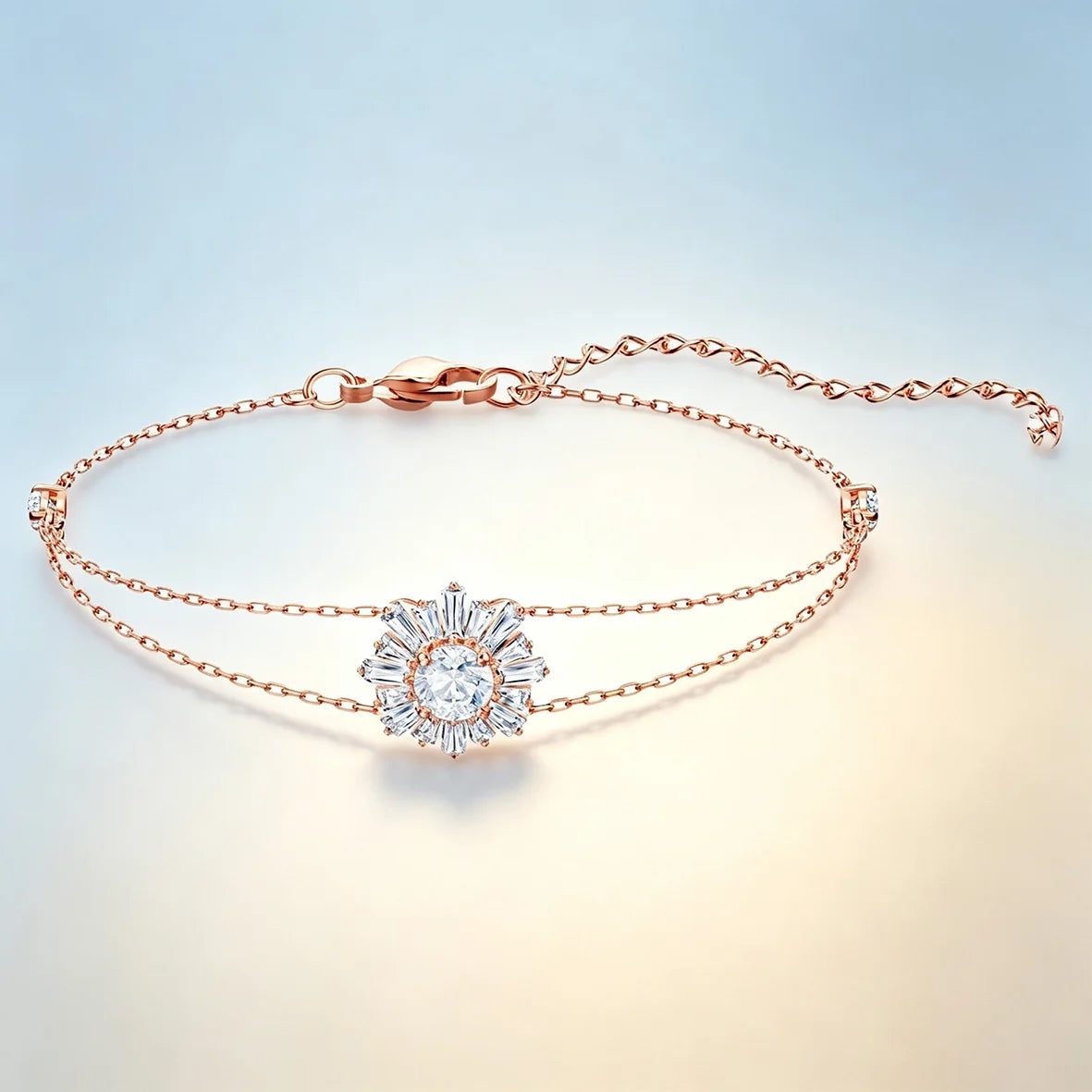 Trendy Dainty Flower Disc Moon Zircon Bracelet, Multi‑Color Adjustable Slider Stackable Wrist Bracelet Fashion Jewellery