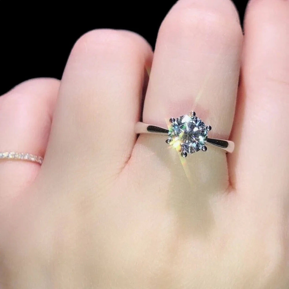 Classic Luxury Super Shiny Six-clawed Moissanite Pendant Necklace 1-carat Ring Earring Set for Women Bride Wedding Jewelry Sets
