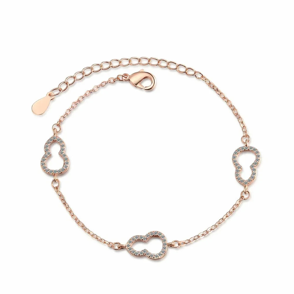 Real 925 Sterling Silver Crystal Zircon Gourd Simple Bracelet For Women Men Charms Party Gift Wedding Engagement Fashion Jewelry