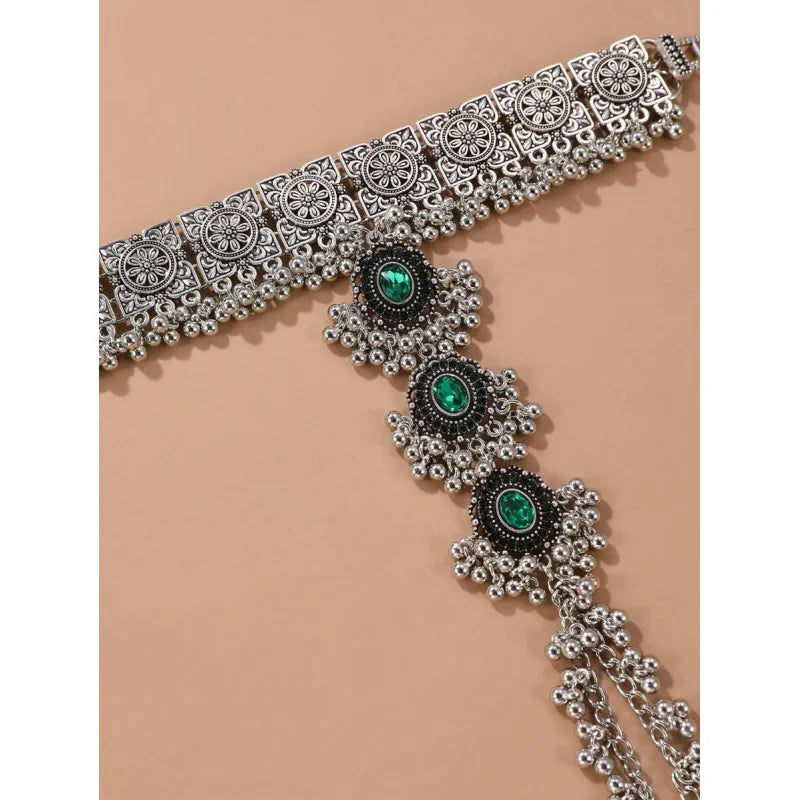1pc High-End Carved Vintage Bohemian Style Finger Connected Hand Chain Bracelet Women's Hand Back Chain