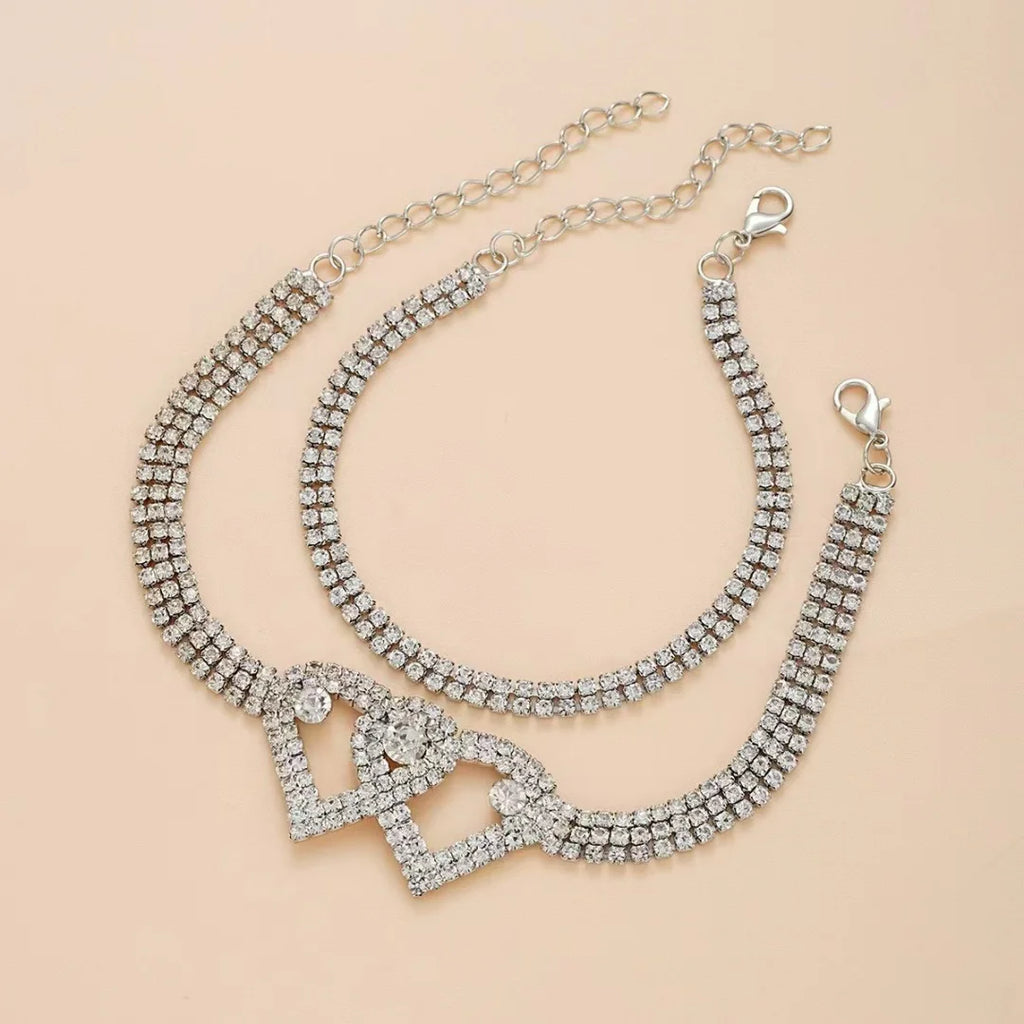 Beautiful Dazzling Cubic Zirconia Chain Anklet for Women Fashion Silver Color Ankle Bracelet Barefoot Sandals Foot Jewelry