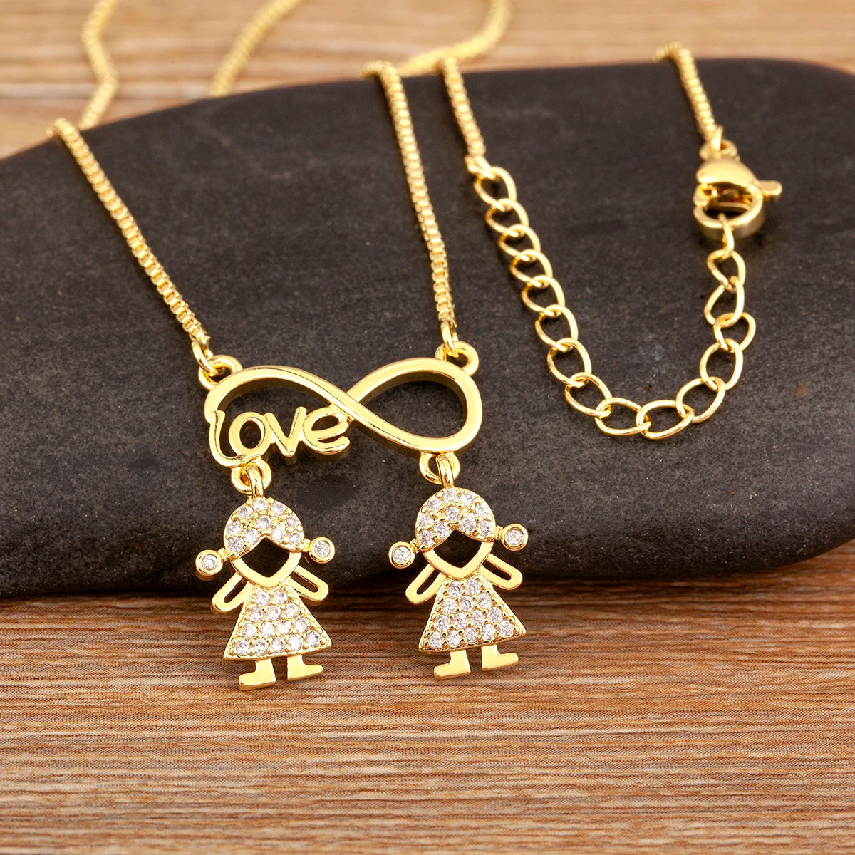 Nidin New Trendy  Love Letter Charm Zircon Pendant Necklaces For Women Fashion Versatile Fine Jewelry Mother's Day Gifts