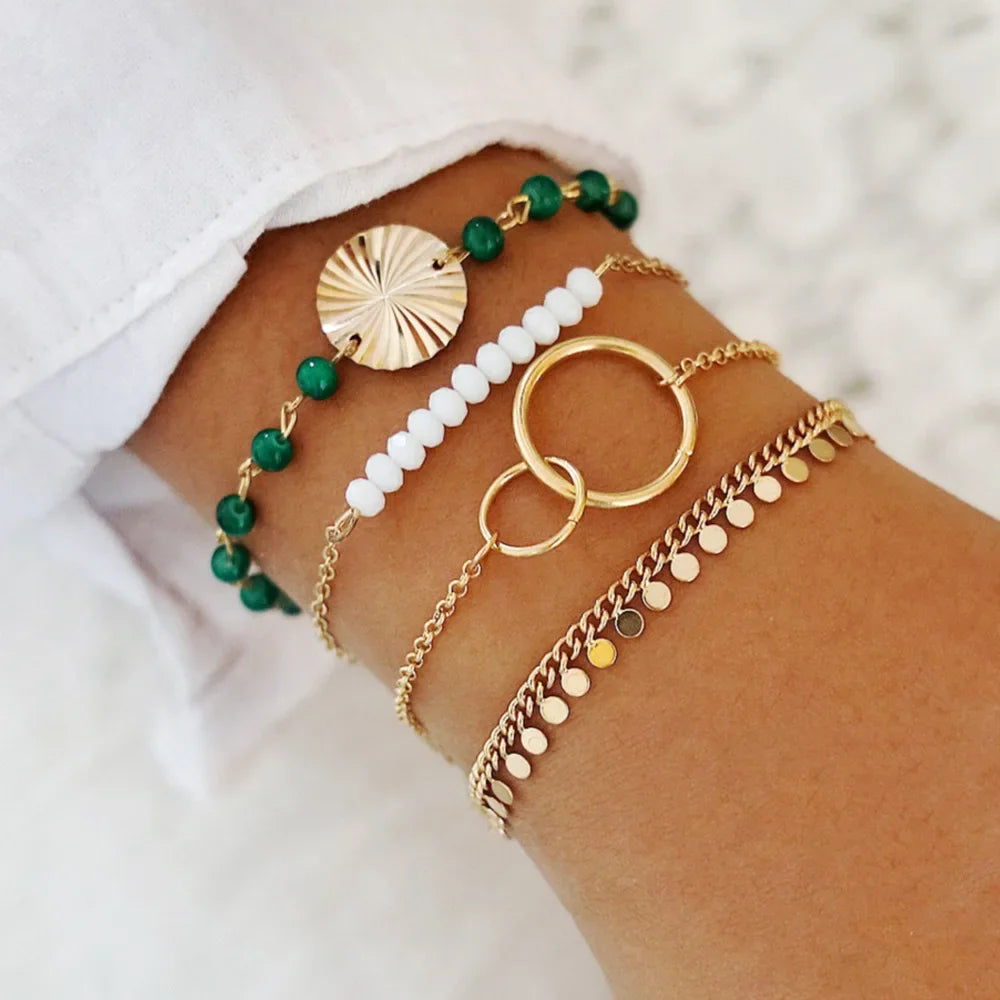 Gold Color Snake Chain Bracelet Set For Women Minimalist Twisted Rope Bangle Girl Fashion Party Jewelry Accessories