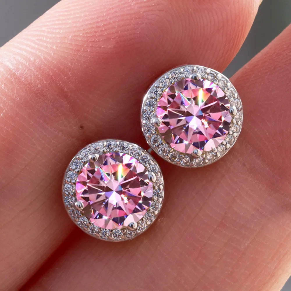 Pink Crystal Halo Earrings