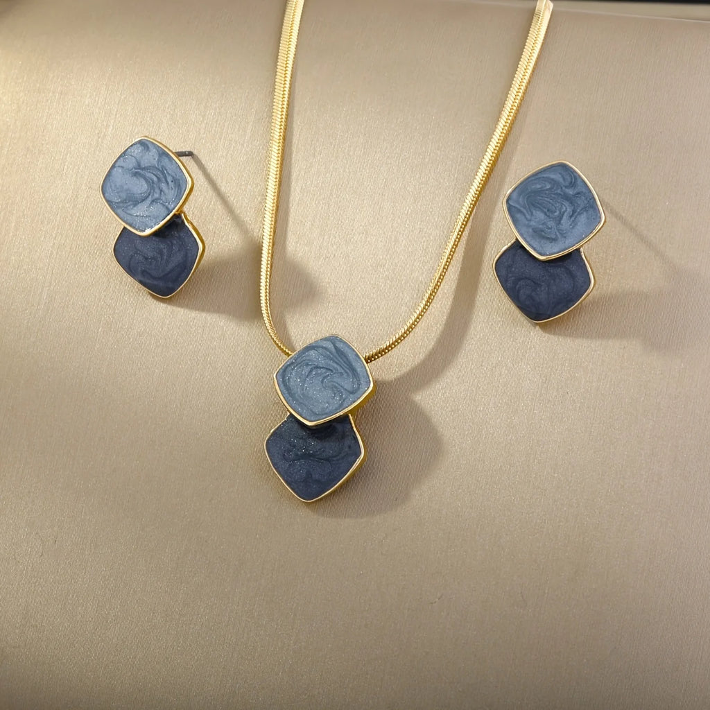 3 exquisite, elegant and simple diamond shaped women's earrings necklace, women's jewelry set, suitable for gifting as a gift