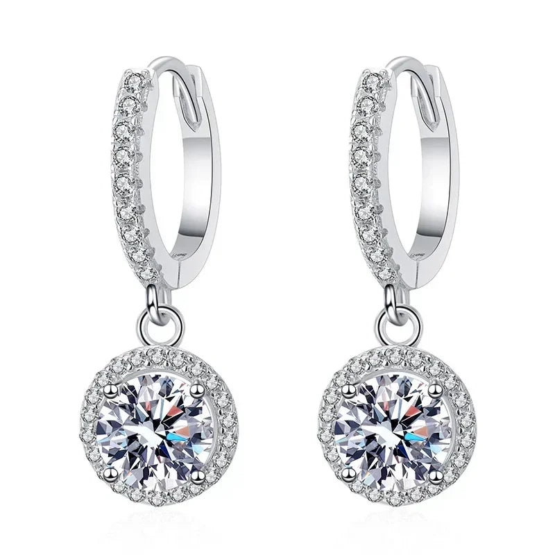 Sparkling Round Halo Dangle Earrings