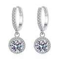 Sparkling Round Halo Dangle Earrings