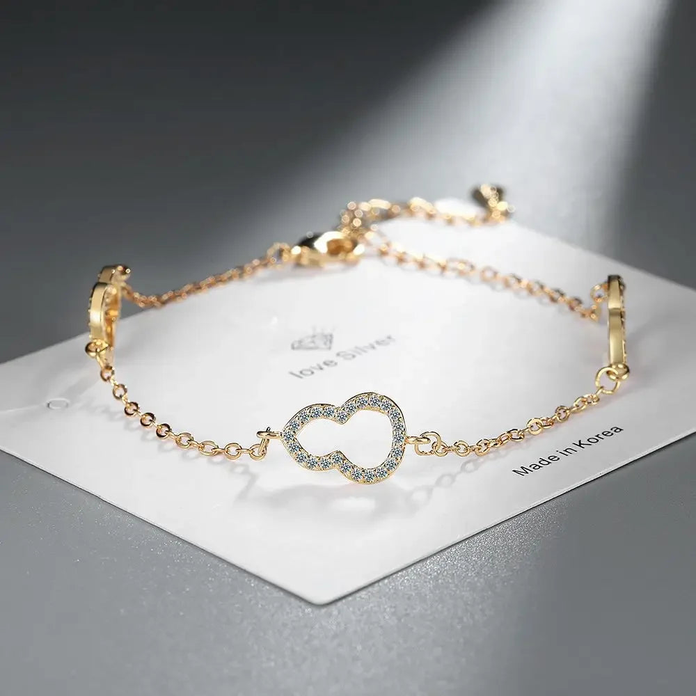 Real 925 Sterling Silver Crystal Zircon Gourd Simple Bracelet For Women Men Charms Party Gift Wedding Engagement Fashion Jewelry