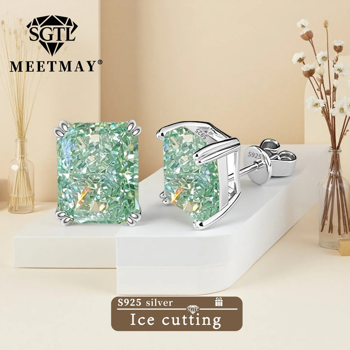 Premium Zircon Silver Stud Earrings