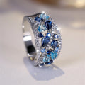 Blue Crystal Cluster Statement Ring