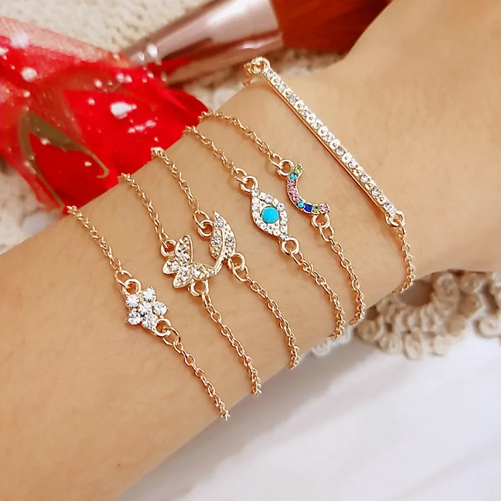Gold Color Snake Chain Bracelet Set For Women Minimalist Twisted Rope Bangle Girl Fashion Party Jewelry Accessories