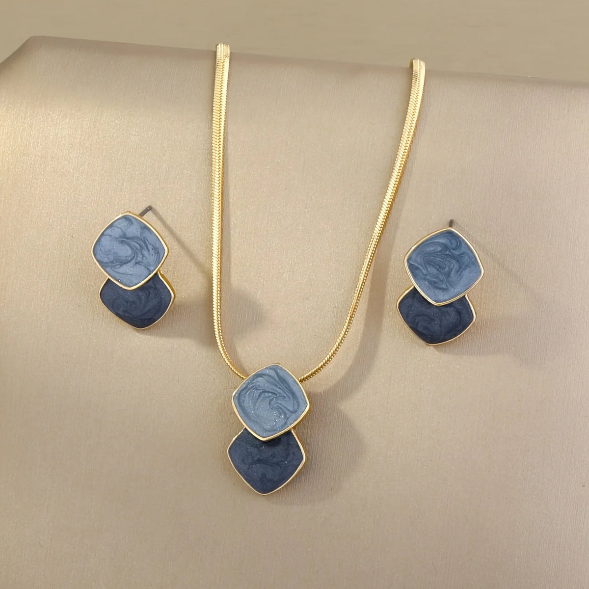3 exquisite, elegant and simple diamond shaped women's earrings necklace, women's jewelry set, suitable for gifting as a gift
