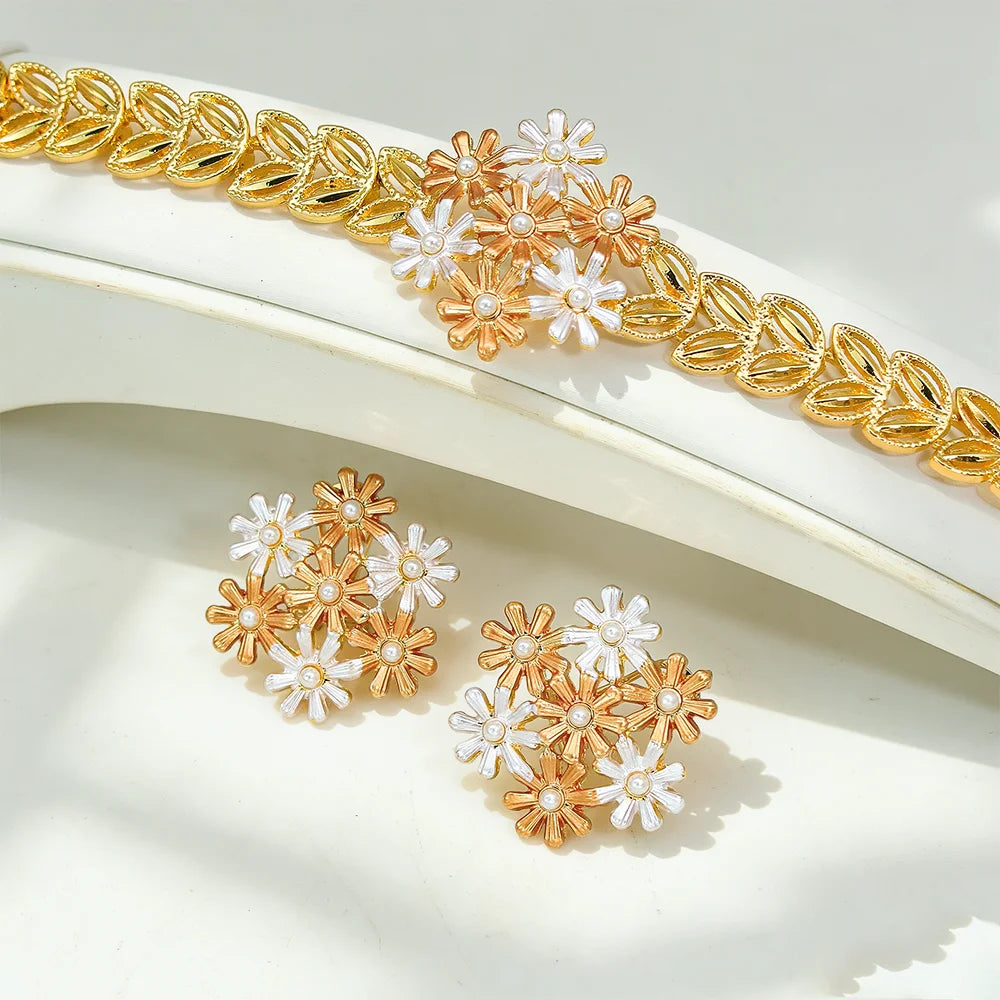 GZJPEI 2026 New African Floral Jewelry Set For Women Colorful Flower Design Fashion Luxury Bridal Wedding Party Jewelry Gift