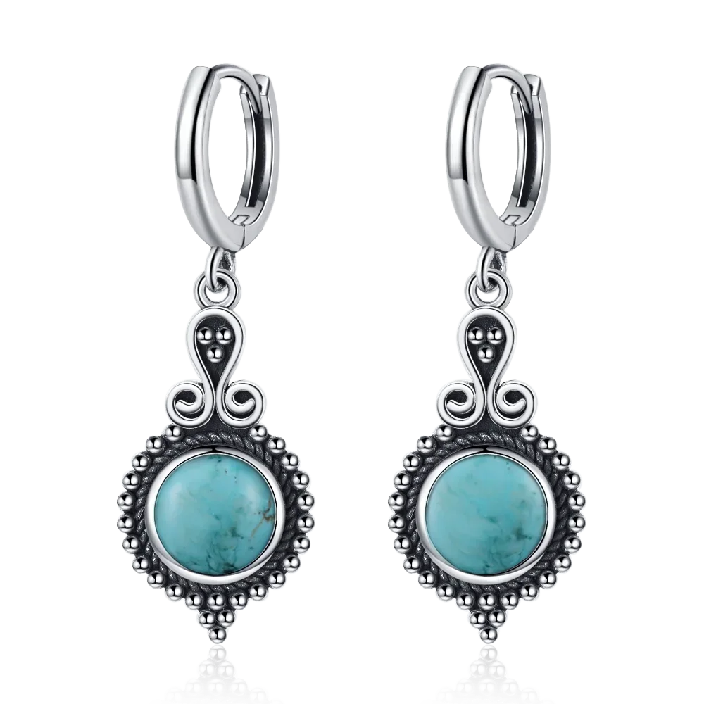 Vintage Blue Gemstone Dangle Earrings