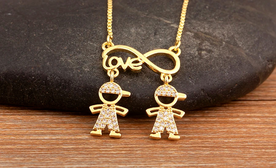 Nidin New Trendy  Love Letter Charm Zircon Pendant Necklaces For Women Fashion Versatile Fine Jewelry Mother's Day Gifts