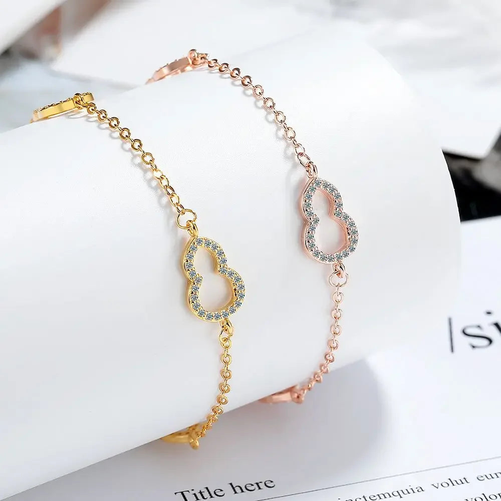 Real 925 Sterling Silver Crystal Zircon Gourd Simple Bracelet For Women Men Charms Party Gift Wedding Engagement Fashion Jewelry