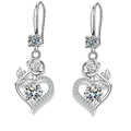 Rose Flower Heart Drop Earrings For Women Silver Color Blue Red Green Pink Zircon Valentine Dangle Earring Mothers Day Jewelry