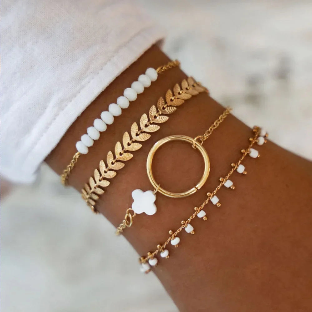 Gold Color Snake Chain Bracelet Set For Women Minimalist Twisted Rope Bangle Girl Fashion Party Jewelry Accessories